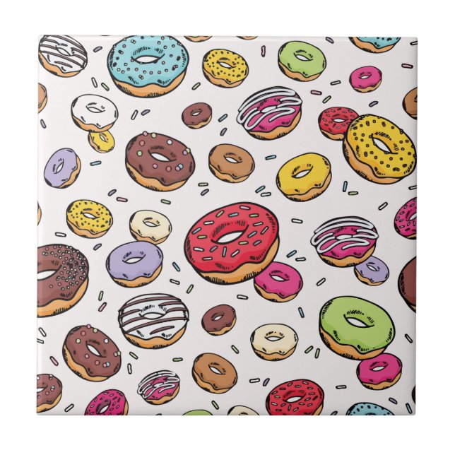 Donuts seamless pattern ceramic tile (Front)