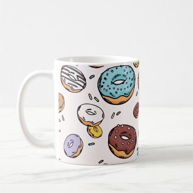 Donuts seamless pattern coffee mug (Left)