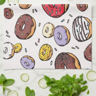 Donuts seamless pattern kitchen towel