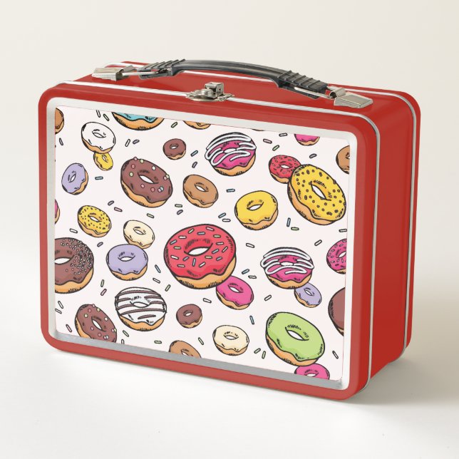 Donuts seamless pattern metal lunch box (Front)