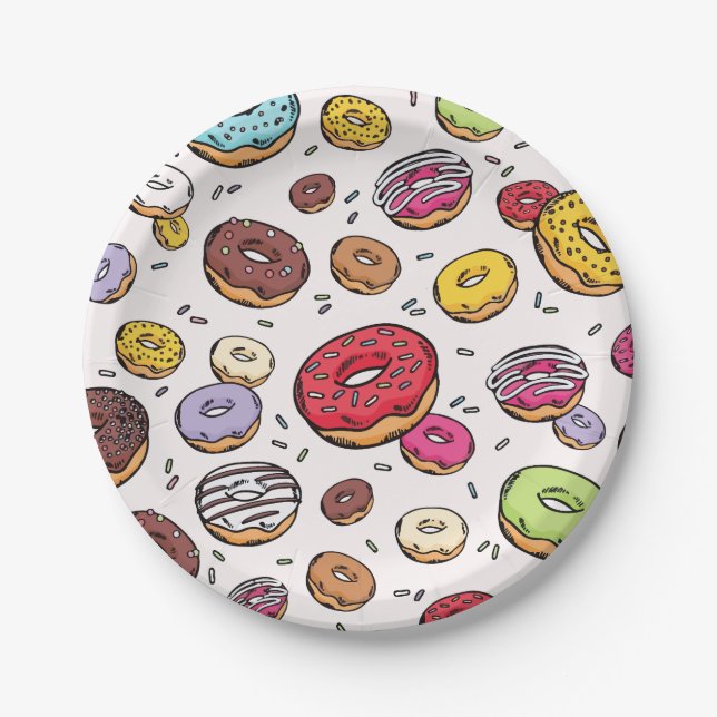Donuts seamless pattern paper plates (Front)