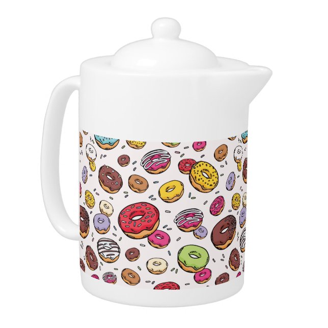 Donuts seamless pattern teapot (Left)