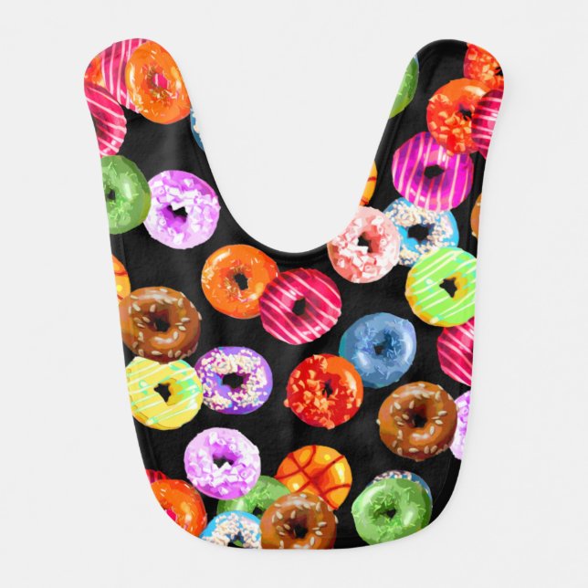 Donuts seamless pattern + your backgr. & ideas baby bib (Front)