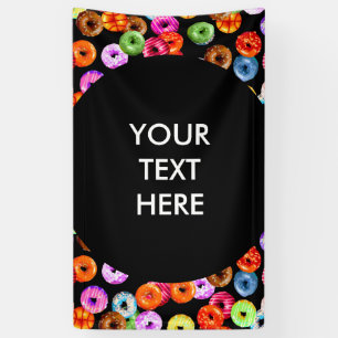 Donuts seamless pattern + your backgr. & ideas banner