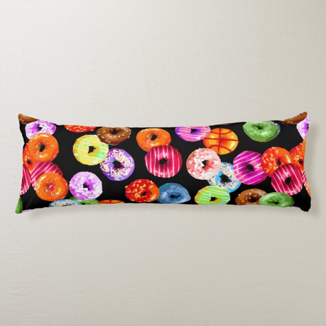 Donuts seamless pattern + your backgr. & ideas body pillow (Front)
