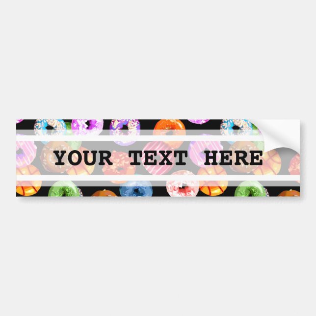 Donuts seamless pattern + your backgr. & ideas bumper sticker (Front)