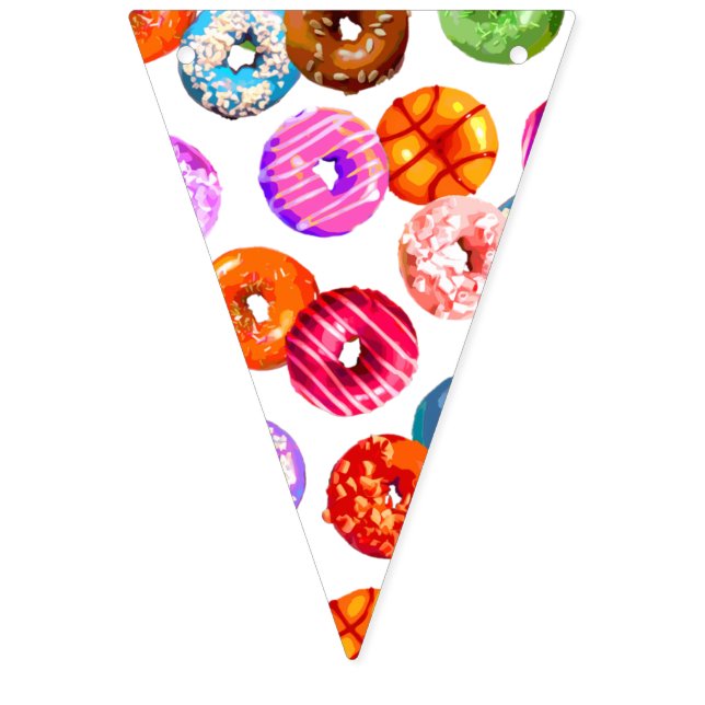 Donuts seamless pattern + your backgr. & ideas bunting flags (First Flag)