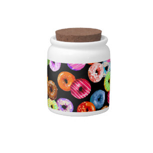 Donuts seamless pattern + your backgr. & ideas candy jar