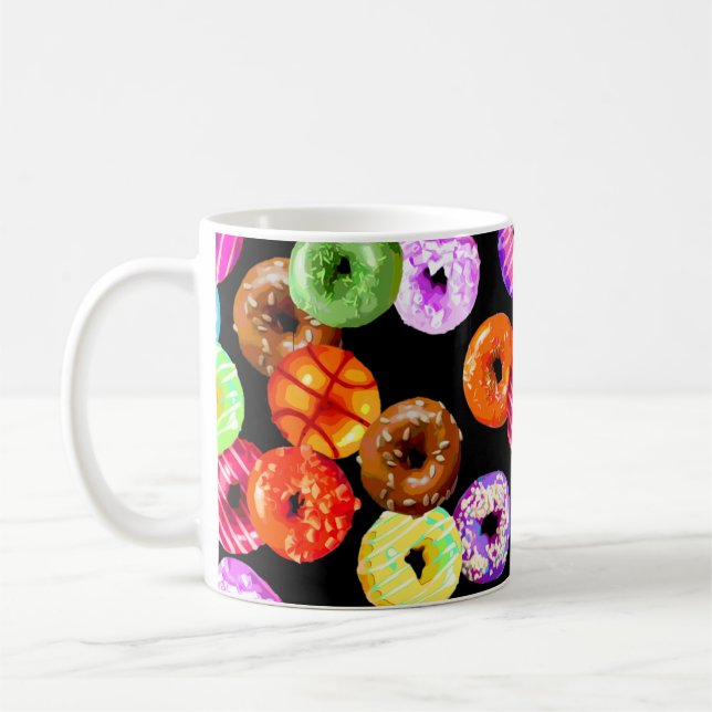 Donuts seamless pattern + your backgr. & ideas coffee mug (Left)