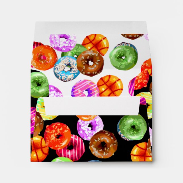 Donuts seamless pattern + your backgr. & ideas envelope (Back (Bottom))