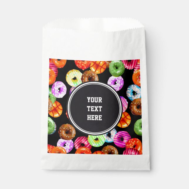 Donuts seamless pattern + your backgr. & ideas favor bag (Front)