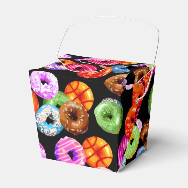 Donuts seamless pattern + your backgr. & ideas favor boxes (Front Side)