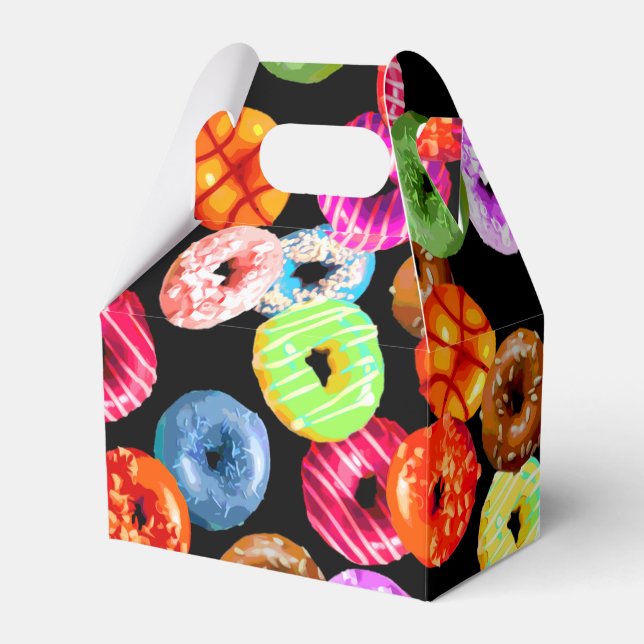 Donuts seamless pattern + your backgr. & ideas favor boxes (Front Side)