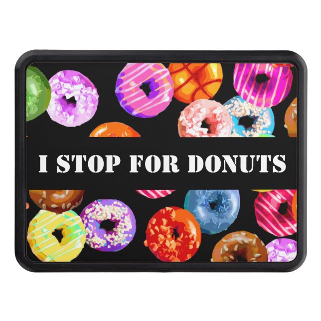 Donuts seamless pattern + your backgr. & ideas hitch cover (Front)