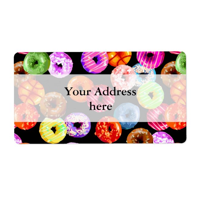 Donuts seamless pattern + your backgr. & ideas label (Front)
