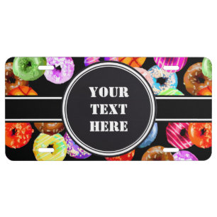 Donuts seamless pattern + your backgr. & ideas license plate