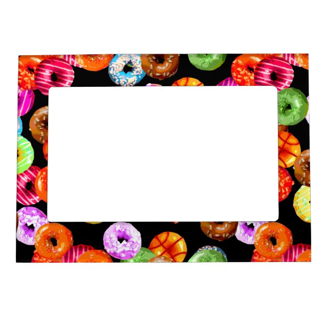 Donuts seamless pattern + your backgr. & ideas magnetic frame (Front)