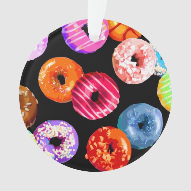 Donuts seamless pattern + your backgr. & ideas ornament (Front)