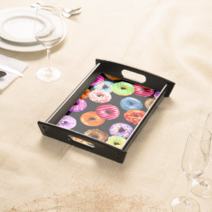 Donuts seamless pattern + your backgr. & ideas serving tray