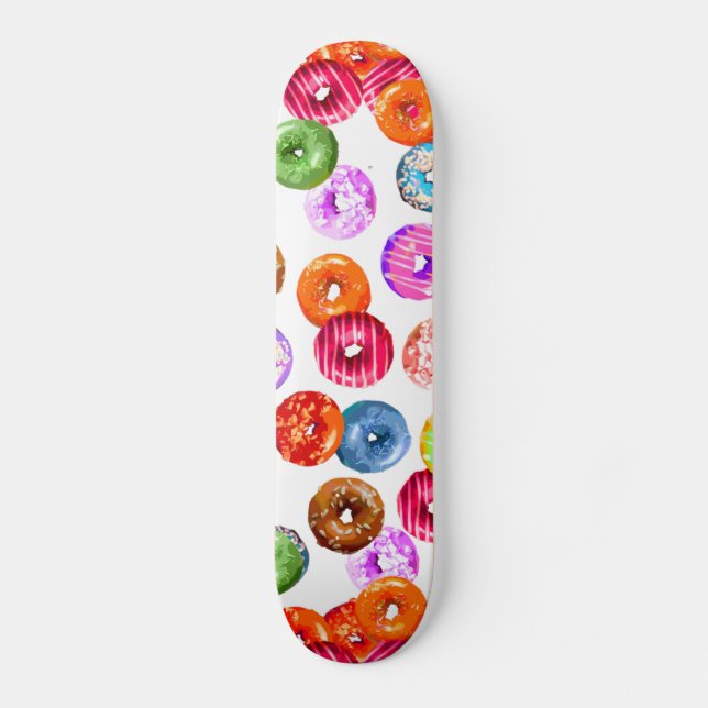 Donuts seamless pattern + your backgr. & ideas skateboard deck (Front)