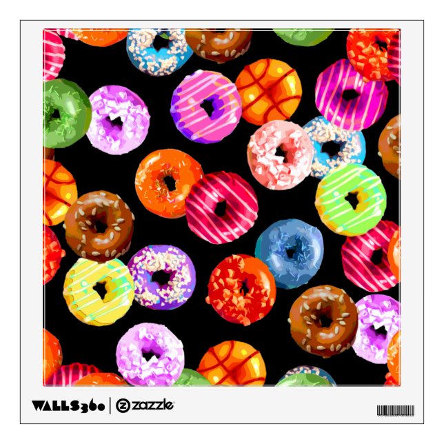Donuts seamless pattern + your backgr. & ideas wall decal (Front)