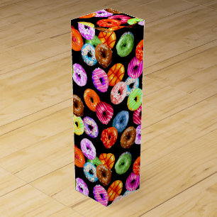 Donuts seamless pattern + your backgr. & ideas wine box