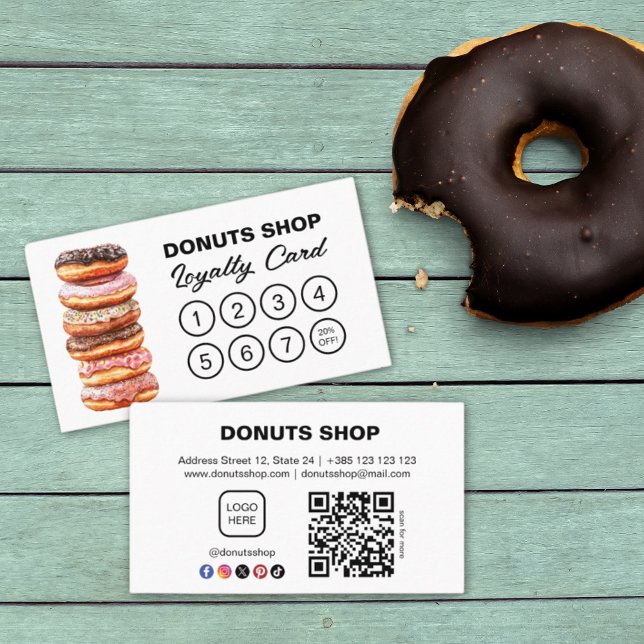 Donuts Shop Bakery Cute QR Code Loyalty Card (Creator Uploaded)