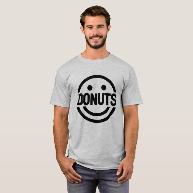Donuts Smile Face Black symbol Funny T-Shirt (Front Full)