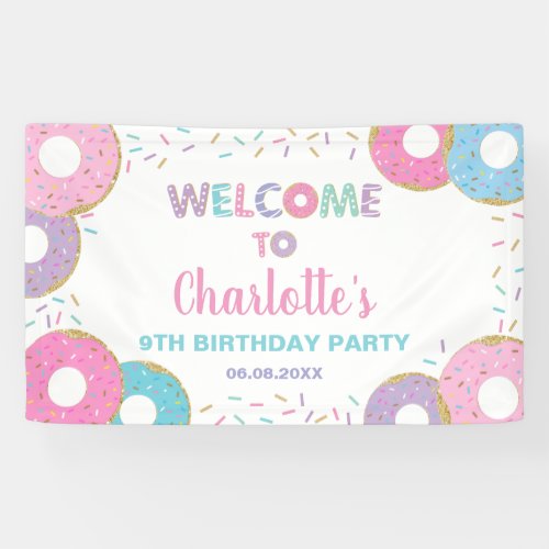 Donuts Sprinkles Birthday Baby Shower Backdrop  Banner