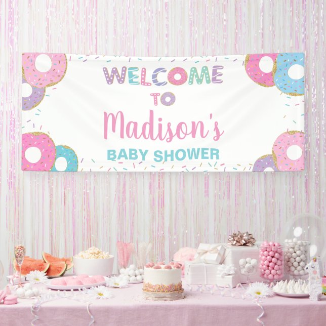 Donuts Sprinkles Birthday Baby Shower Backdrop  Banner (Party)