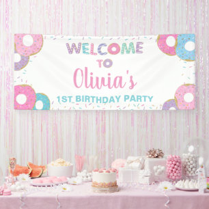 Donuts Sprinkles Birthday Baby Shower Backdrop Banner