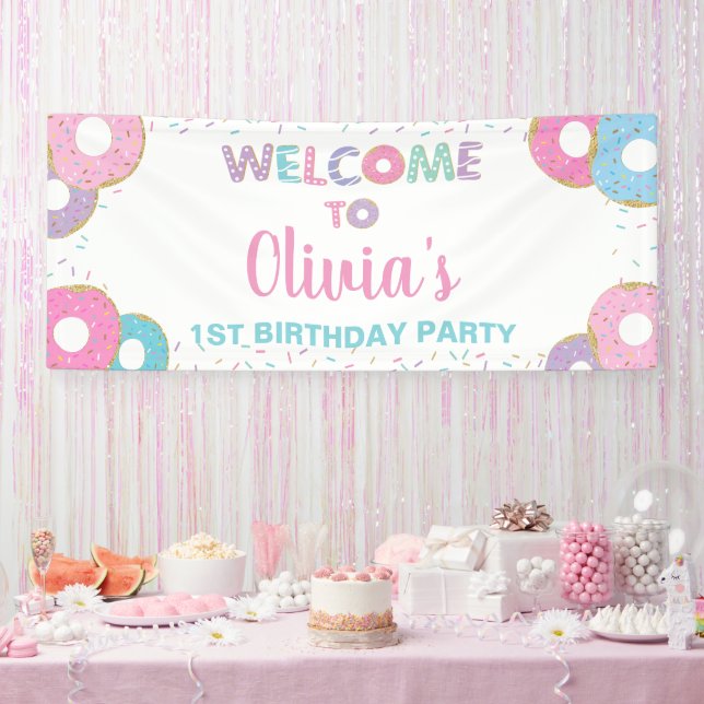Donuts Sprinkles Birthday Baby Shower Backdrop  Banner (Party)
