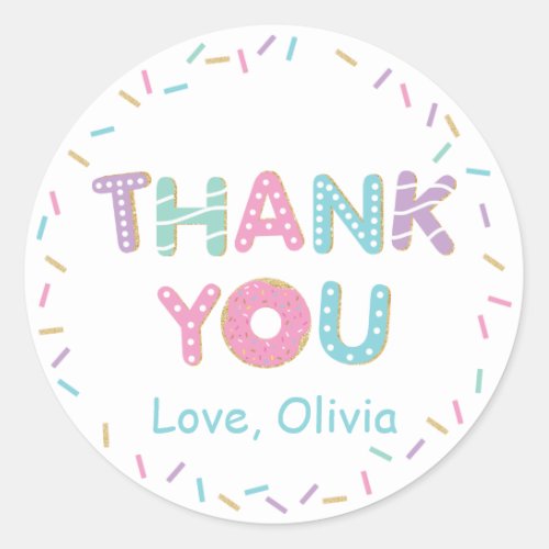 Donuts Sprinkles Birthday Baby Shower Thank You  Classic Round Sticker