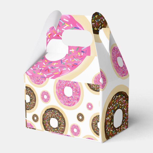 Donuts & Sprinkles Pink Brown Yummy Party Favor Boxes (Front Side)