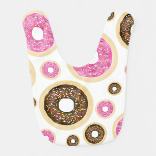 Donuts & Sprinkles Pink Brown Yummy Sweet Treat Baby Bib