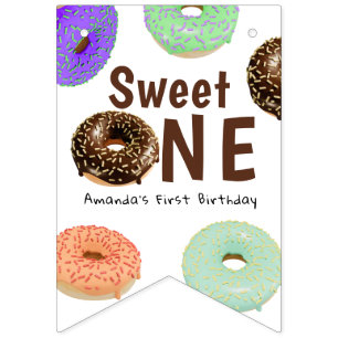 Donuts Sweet One 1st Birthday Bunting Flags