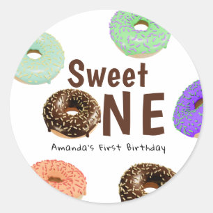 Donuts Sweet One 1st Birthday Classic Round Sticker
