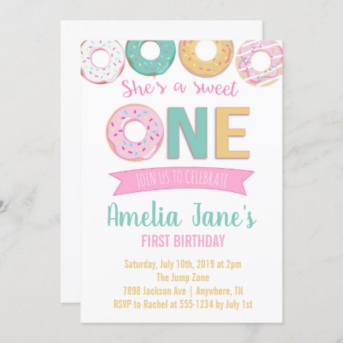 Donuts Sweet One First Birthday Invitation