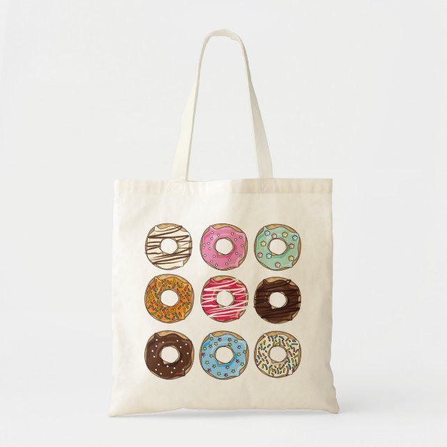 Donuts sweets yummy colorful tote bag (Front)