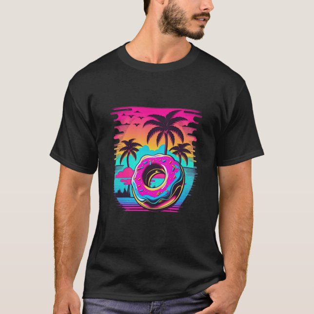 Donuts Synthwave 80s Retrowave Aesthetic 1 T-Shirt (Front)