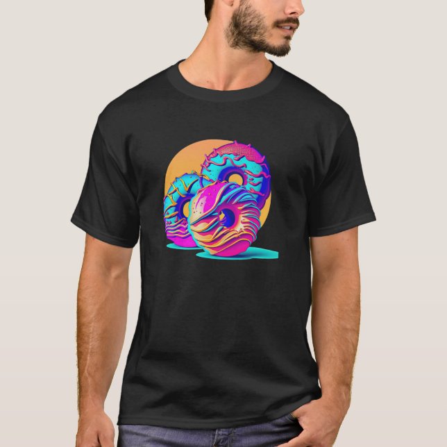 Donuts Synthwave 80s Retrowave Aesthetic T-Shirt (Front)