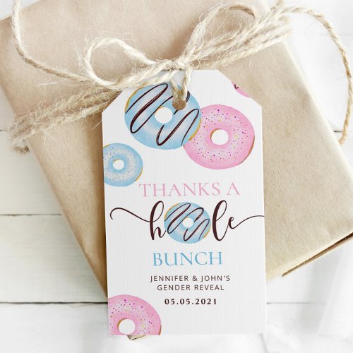 Donuts thanks a hole bunch gender reveal gift tags