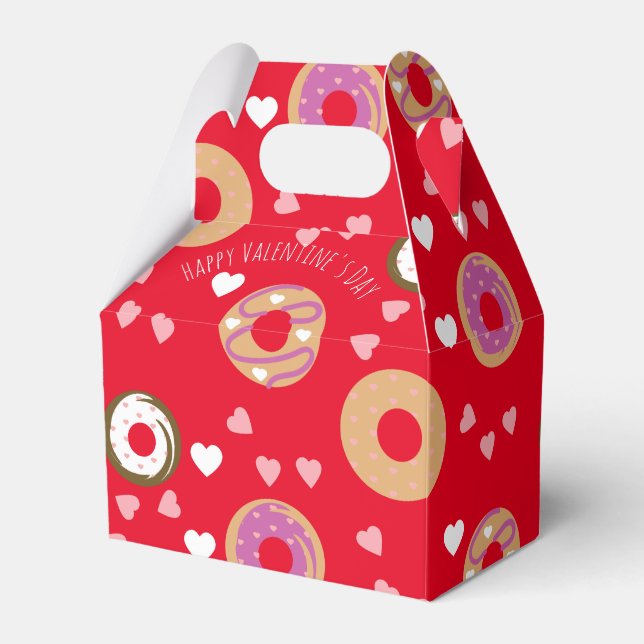Donuts Valentine's Day  Hearts Red Pink    Favor Boxes (Front Side)