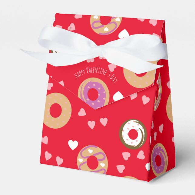 Donuts Valentine's Day  Hearts Red Pink  Favor Boxes (Front Side)
