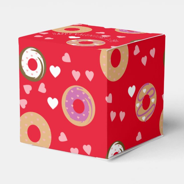 Donuts Valentine's Day  Hearts Red Pink Favor Boxes (Back Side)