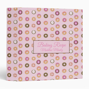 Donuts Vanilla Chocolate Pattern Baker Recipe 3 Ring Binder