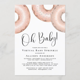 Donuts Virtual Baby Sprinkle Rose Gold Invitation