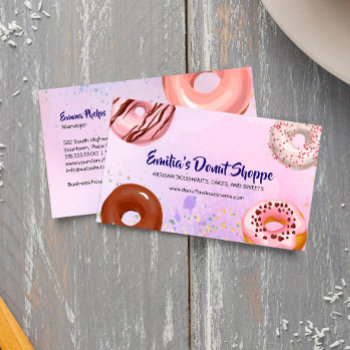 Donuts Watercolor Business Card by starstreambusiness at Zazzle