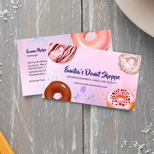 Donuts Watercolor Business Card