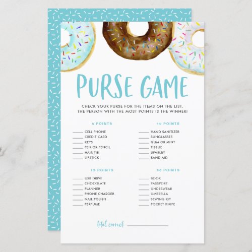 Donuts Whats In Your Purse Baby Shower Game